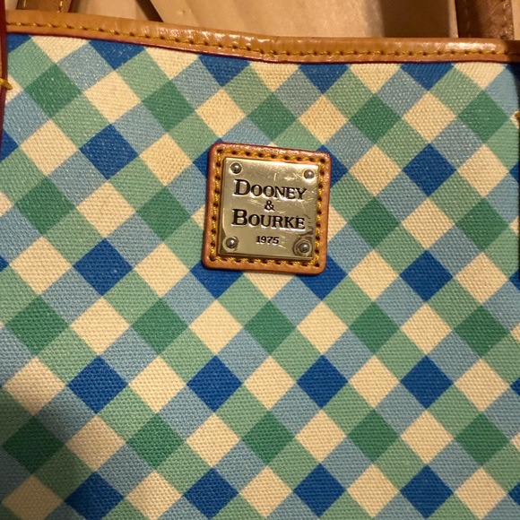 Dooney & Bourke Green and Blue Checkered Tote - Picture 2 of 16